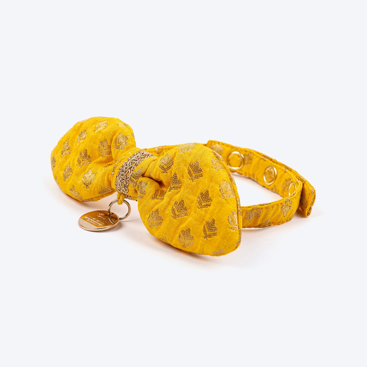HUFT Brocade Dazzle Bow Tie With Strap For Cat - Yellow - Heads Up For Tails