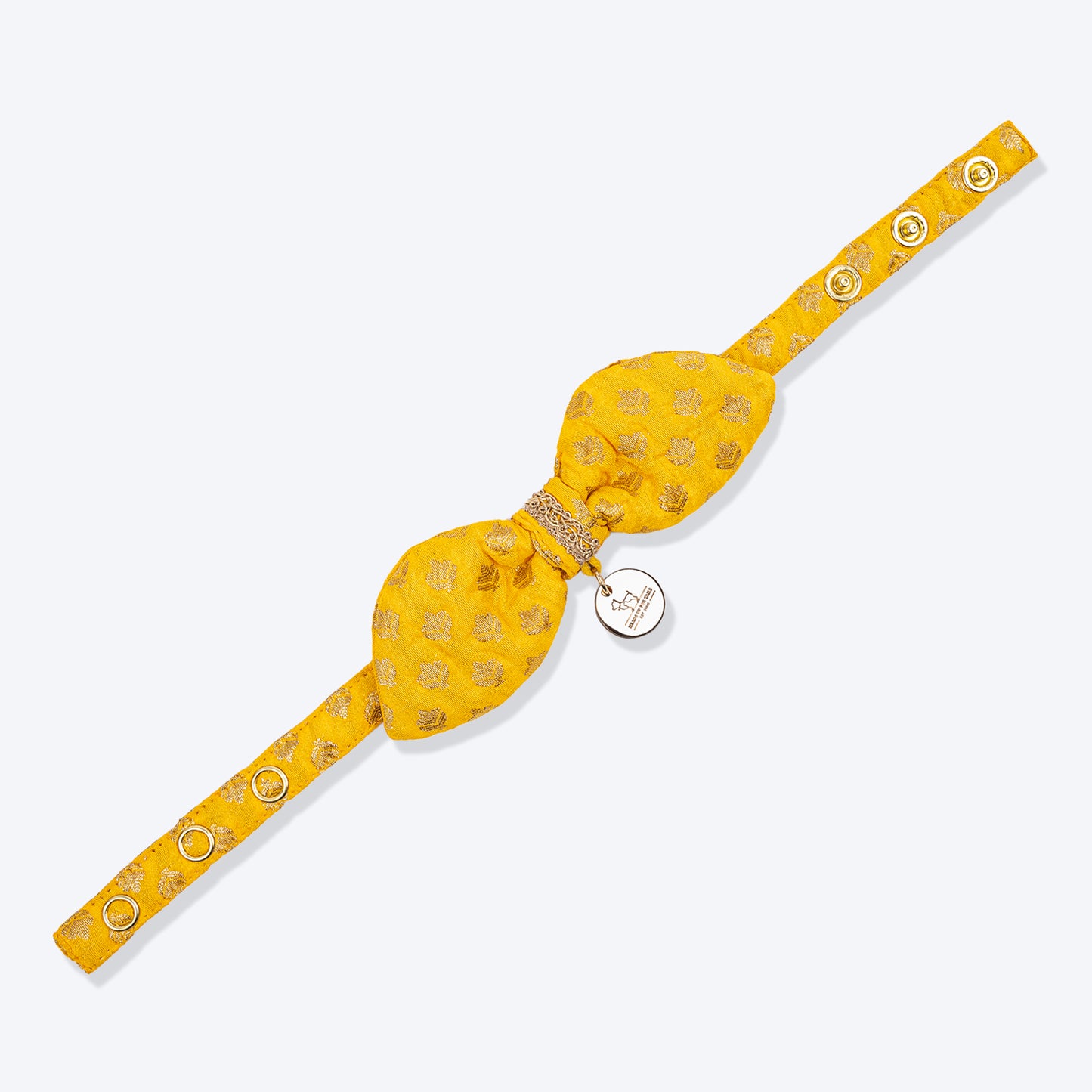 HUFT Brocade Dazzle Bow Tie With Strap For Cat - Yellow - Heads Up For Tails