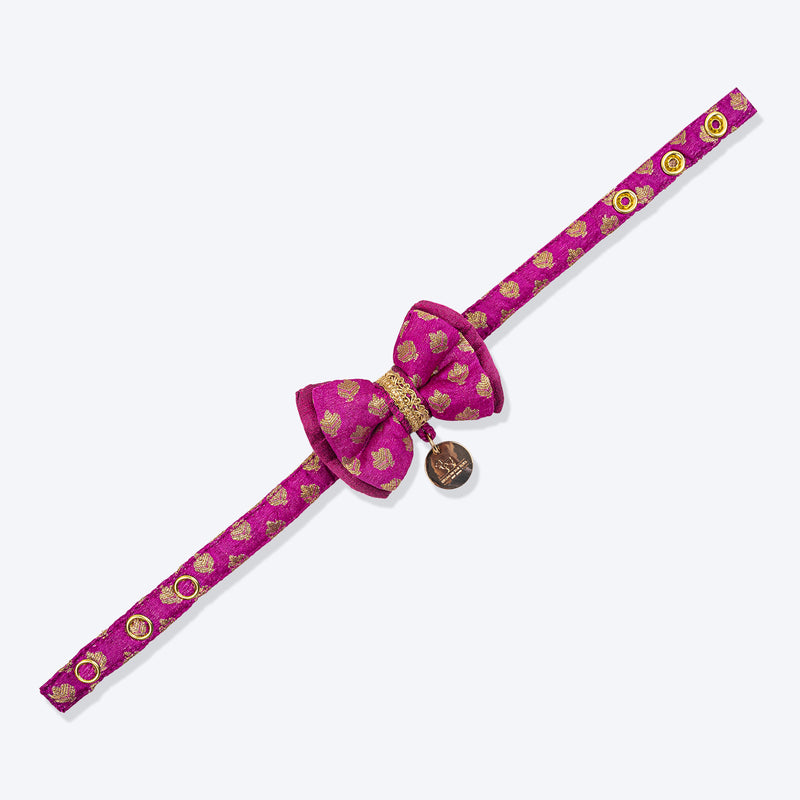 HUFT Brocade Dazzle Bow Tie With Strap For Cat - Purple - Heads Up For Tails