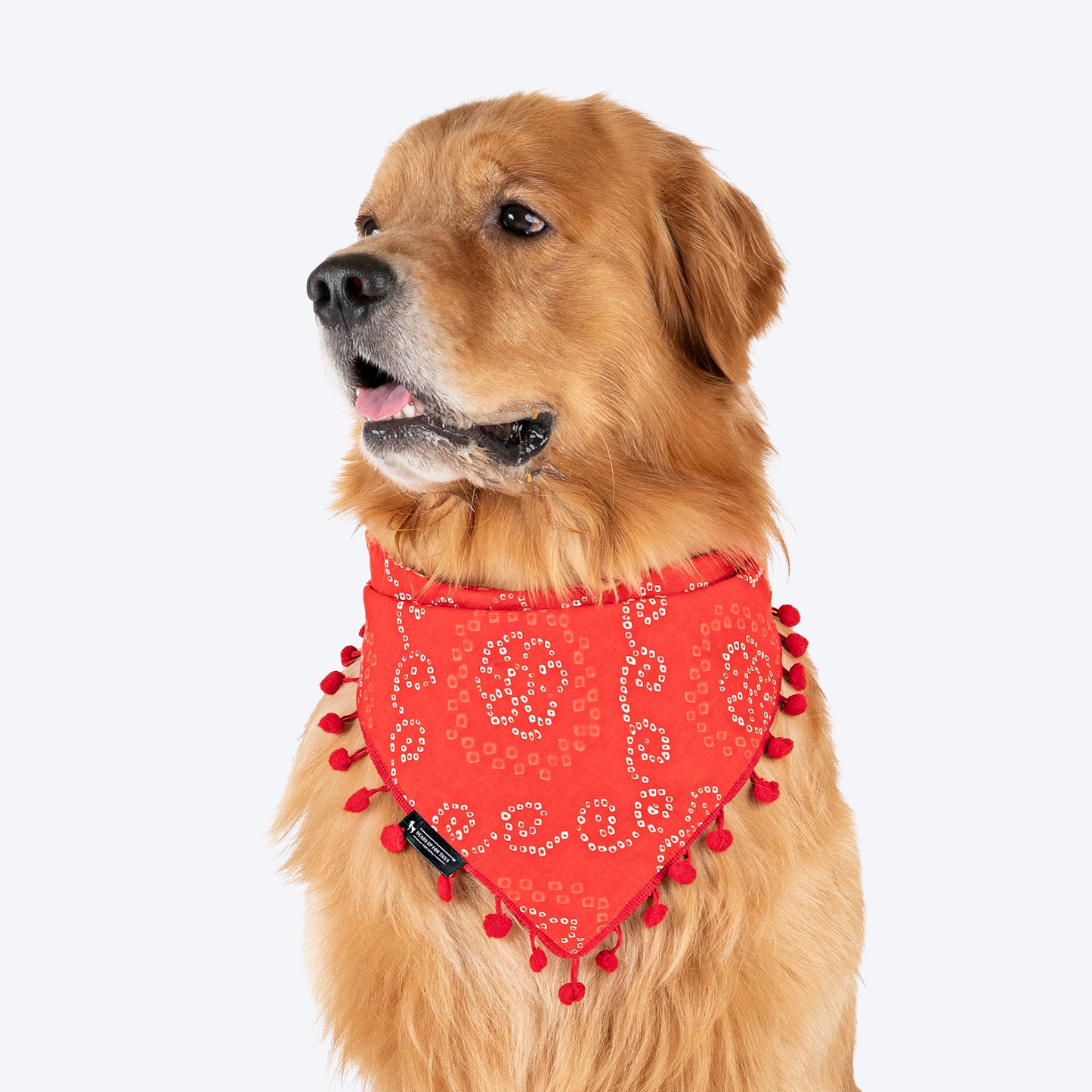 HUFT Bandhani Breeze Knot Bandana For Dog - Red - Heads Up For Tails
