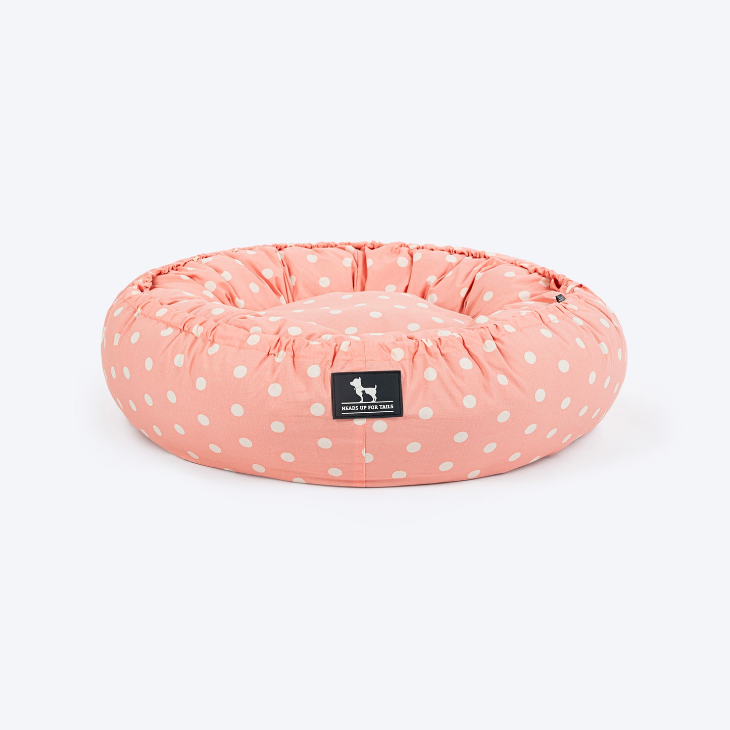 HUFT Polka Paws Adjustable Donut Bed For Dog & Cat - Peach - Heads Up For Tails
