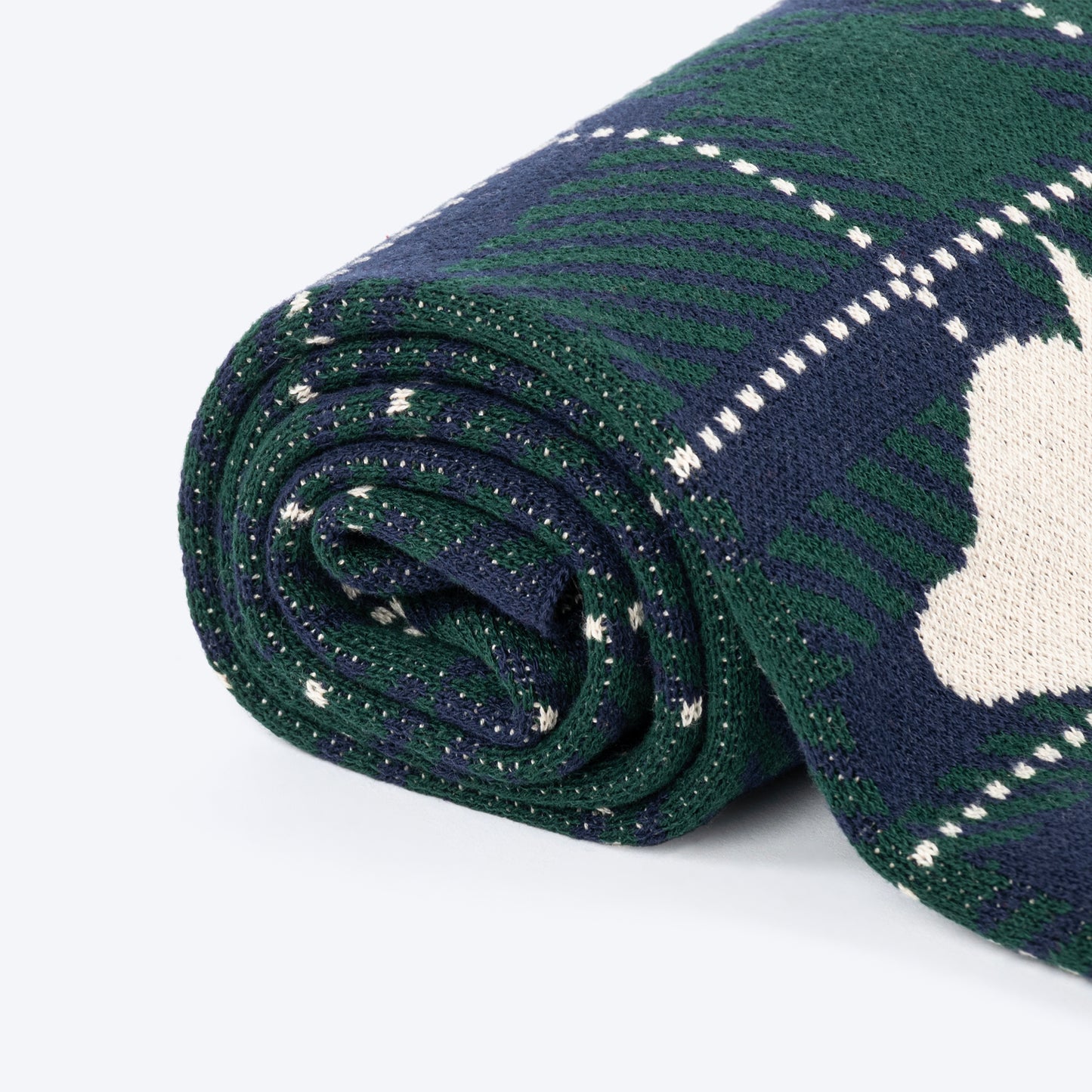 HUFT Warm Hug Blanket For Dog & Cat - Green & Navy - Heads Up For Tails