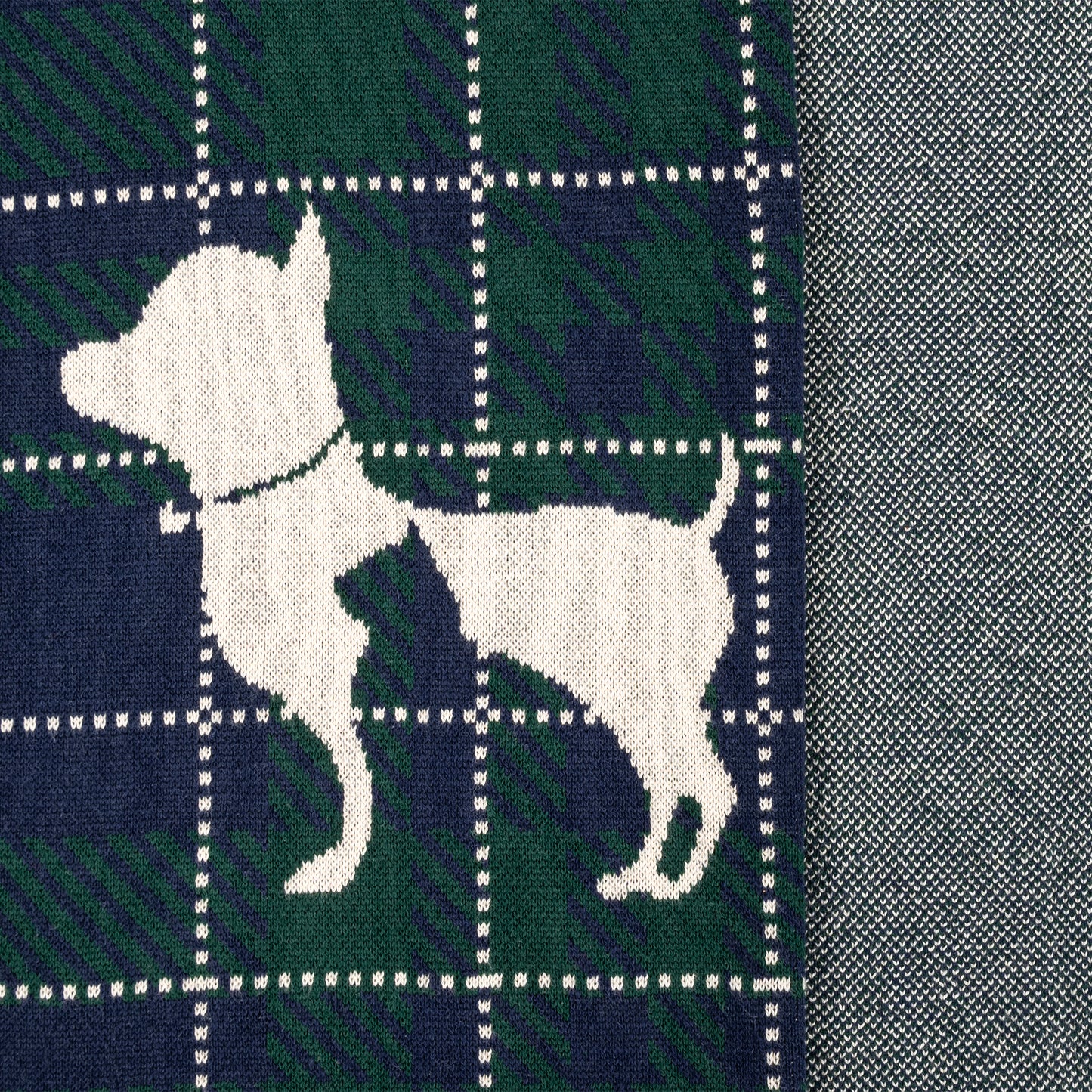 HUFT Warm Hug Blanket For Dog & Cat - Green & Navy - Heads Up For Tails