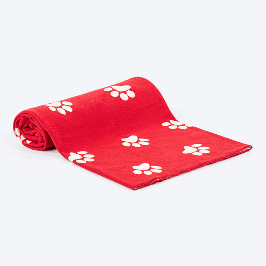 HUFT Paws & Cuddles Blanket For Dog & Cat - Red - Heads Up For Tails