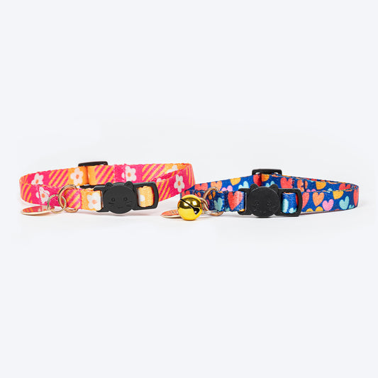 HUFT Meowvelous Cat Collar - Pink & Royal Blue - Heads Up For Tails
