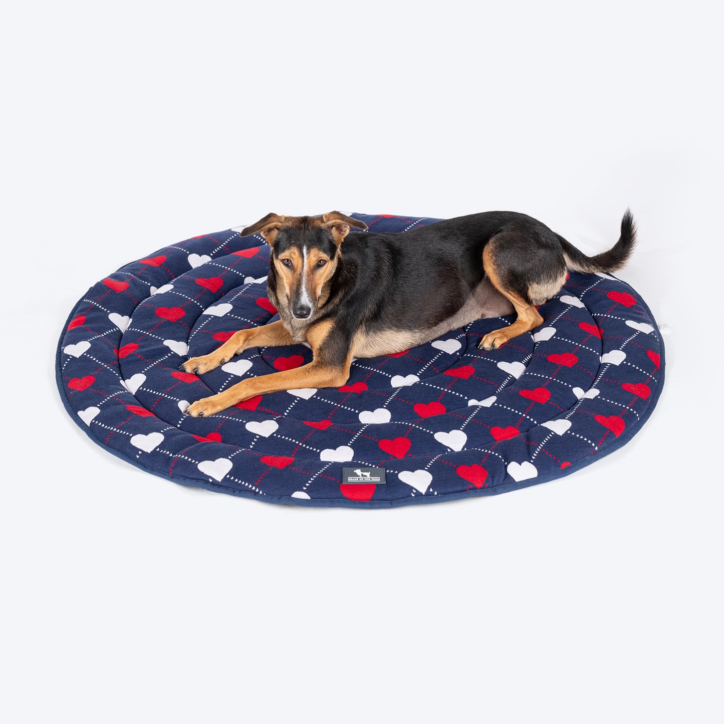 HUFT Embracing Heart Circular Mat For Dog & Cat - Navy - Heads Up For Tails
