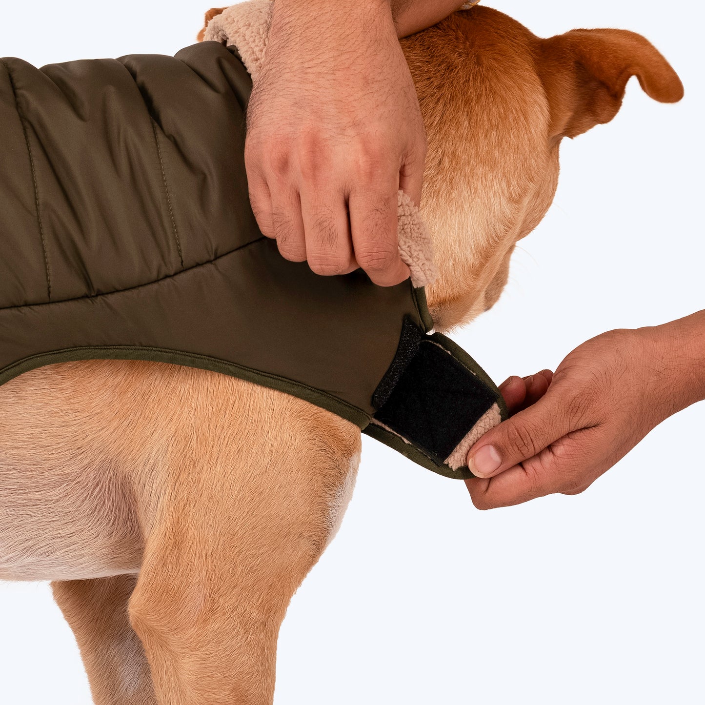 HUFT Wintersong Fur Jacket For Dog - Khaki Green - Heads Up For Tails