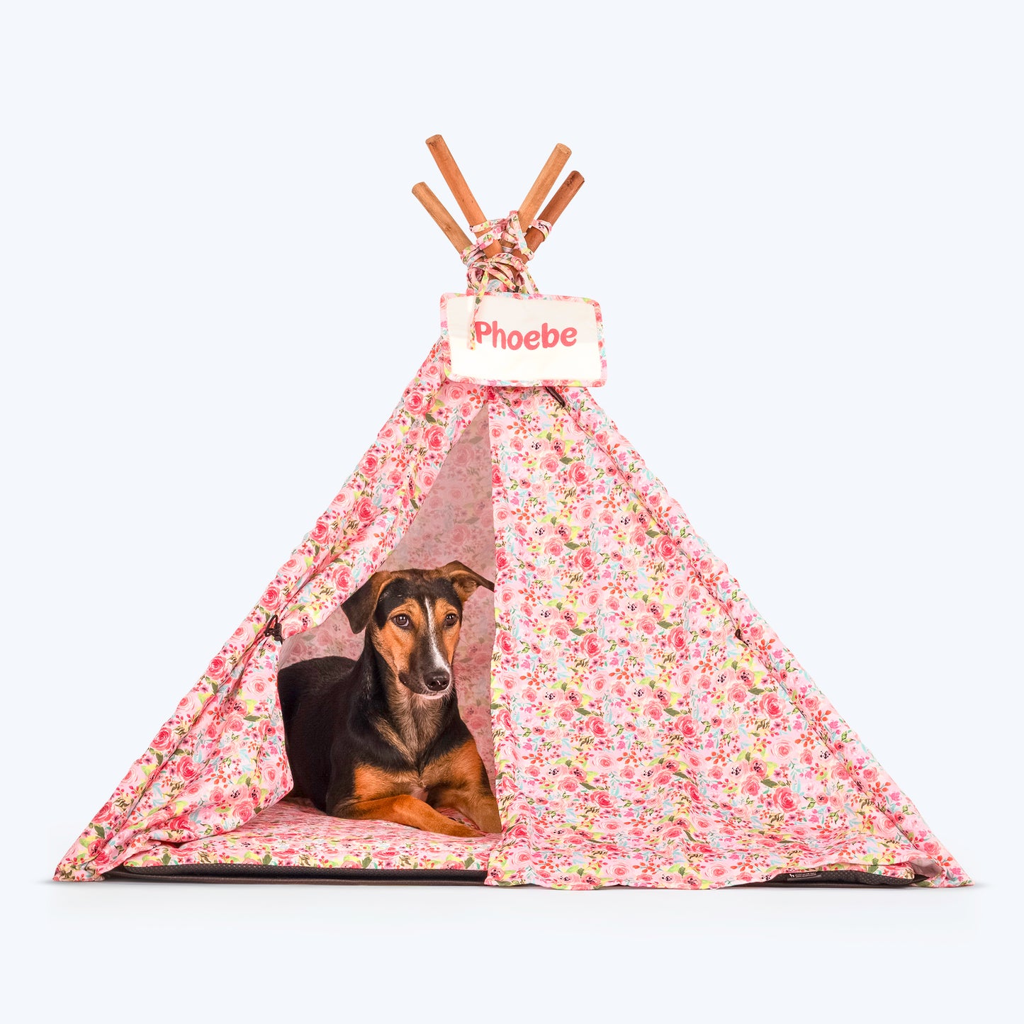 HUFT Personalised Fresh Blooms Teepee Tent For Dogs & Cats - Pink - Heads Up For Tails