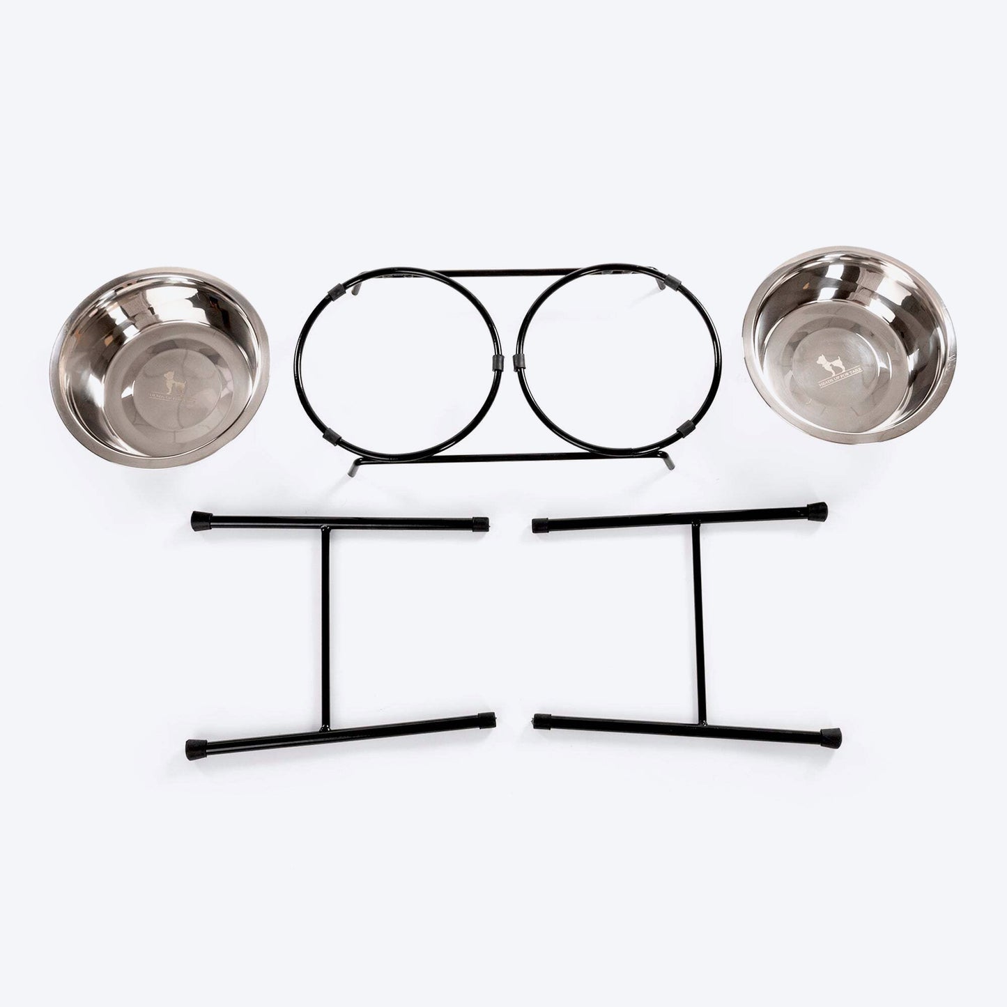 HUFT High Feeder Double Diner Stand With Steel Dog Bowl Inserts - Black - Heads Up For Tails