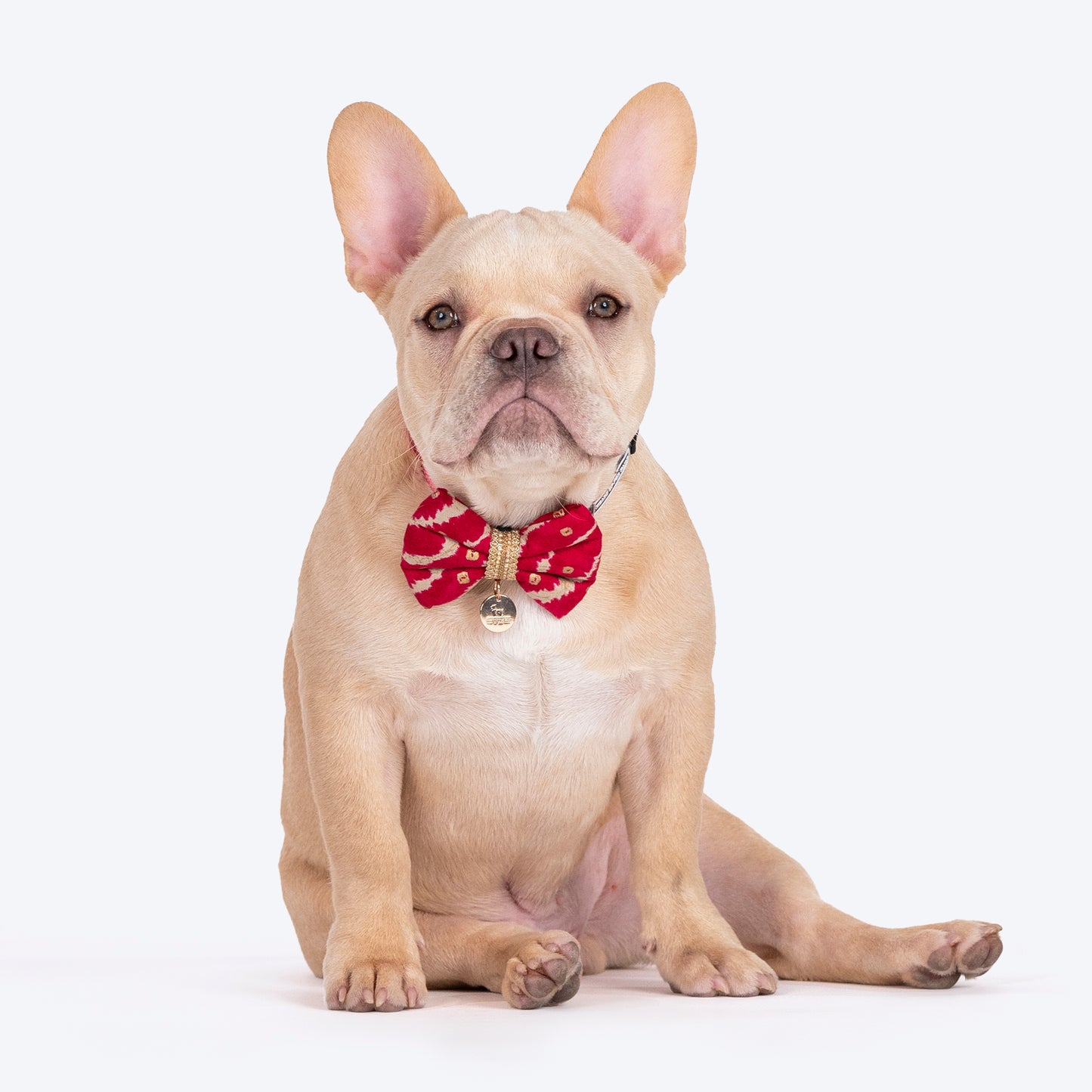 HUFT Leheriya Luxe Bowtie For Small Breed Dog - Pink - S - Heads Up For Tails