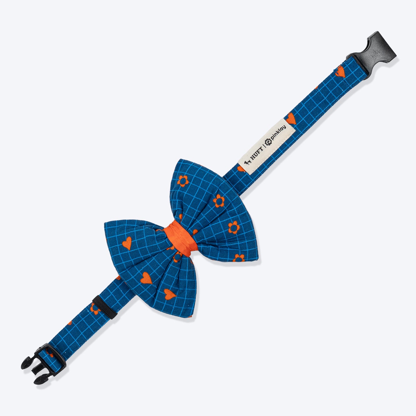 HUFT X Pinklay Hearts In Bloom Bow Tie With Strap For Dog - Blue & Orange - Heads Up For Tails