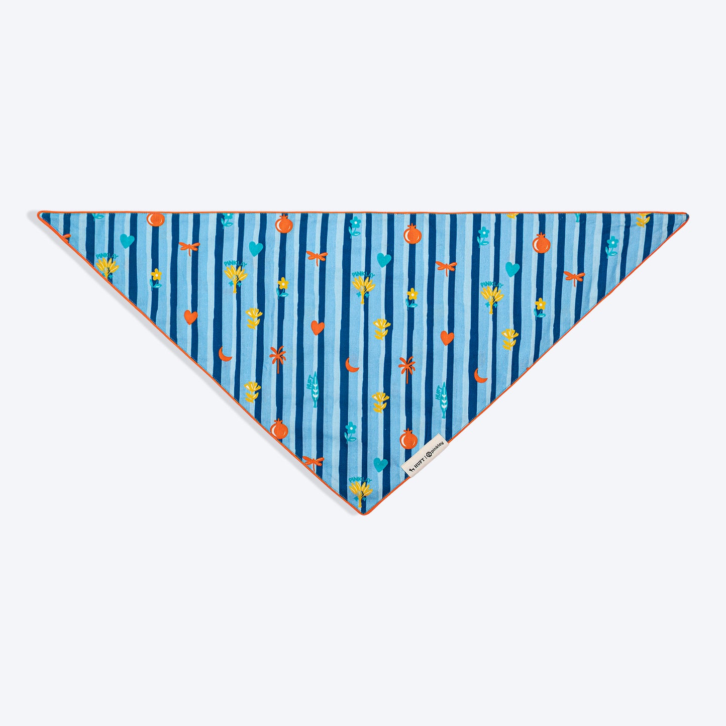 HUFT X Pinklay Jungle Joyride Knot Bandana For Dog - Blue & Orange - Heads Up For Tails
