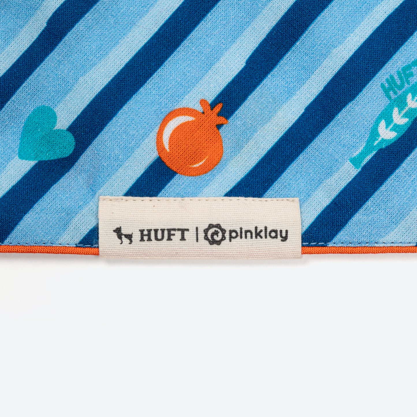 HUFT X Pinklay Jungle Joyride Knot Bandana For Dog - Blue & Orange - Heads Up For Tails