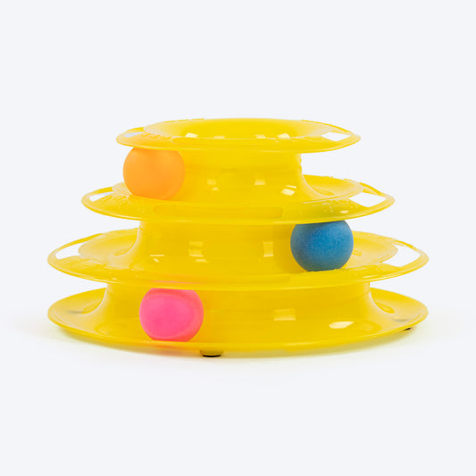 TLC Tower of Tracks Interactive Toy For Cat - Yellow