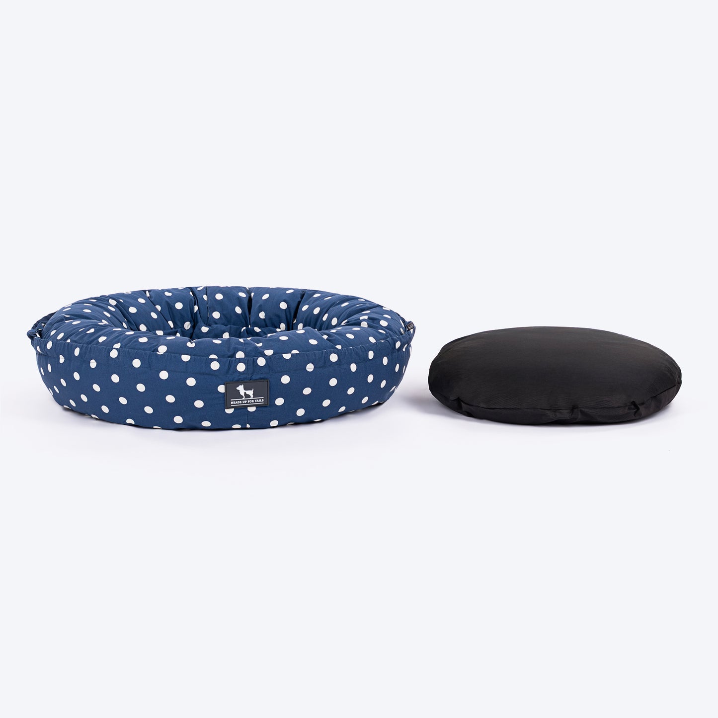 HUFT Polka Paws Adjustable Donut Bed For Dog & Cat - Navy - Heads Up For Tails