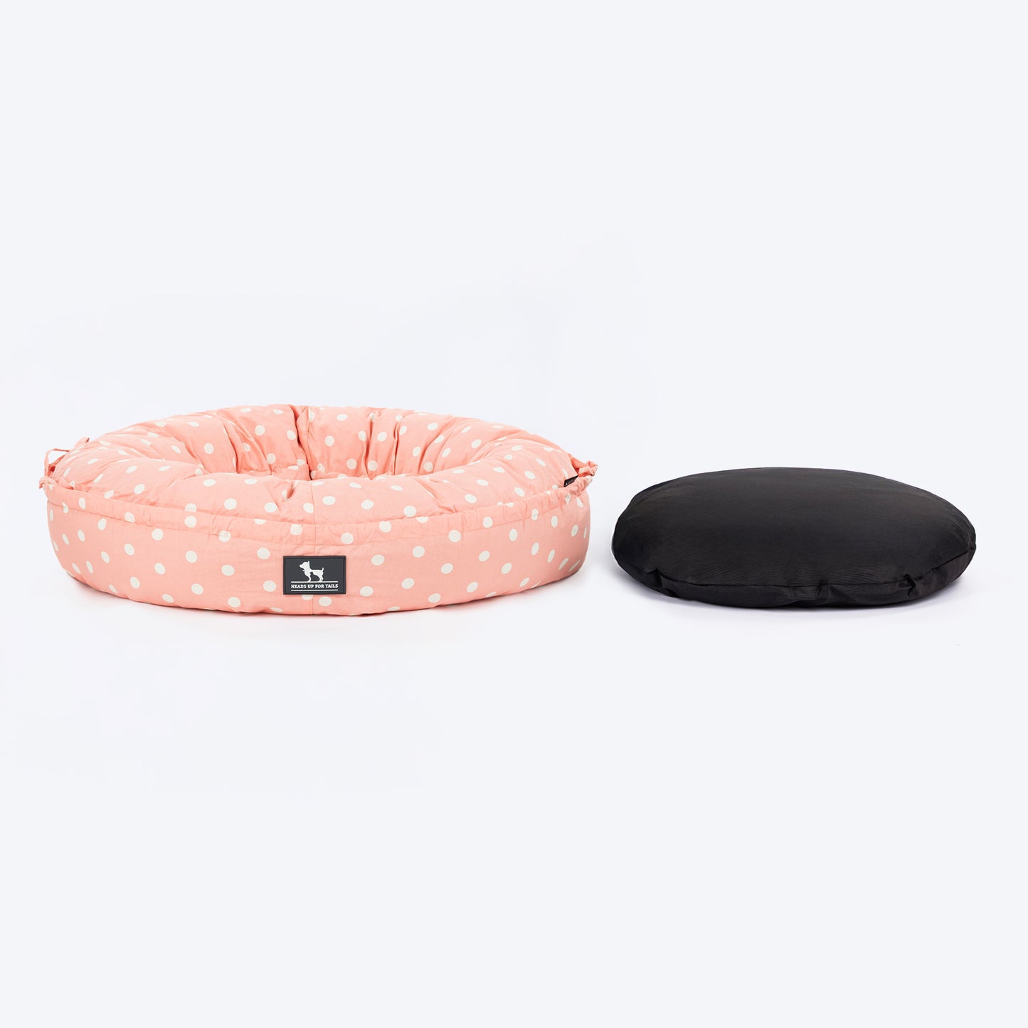 HUFT Polka Paws Adjustable Donut Bed For Dog & Cat - Peach - Heads Up For Tails