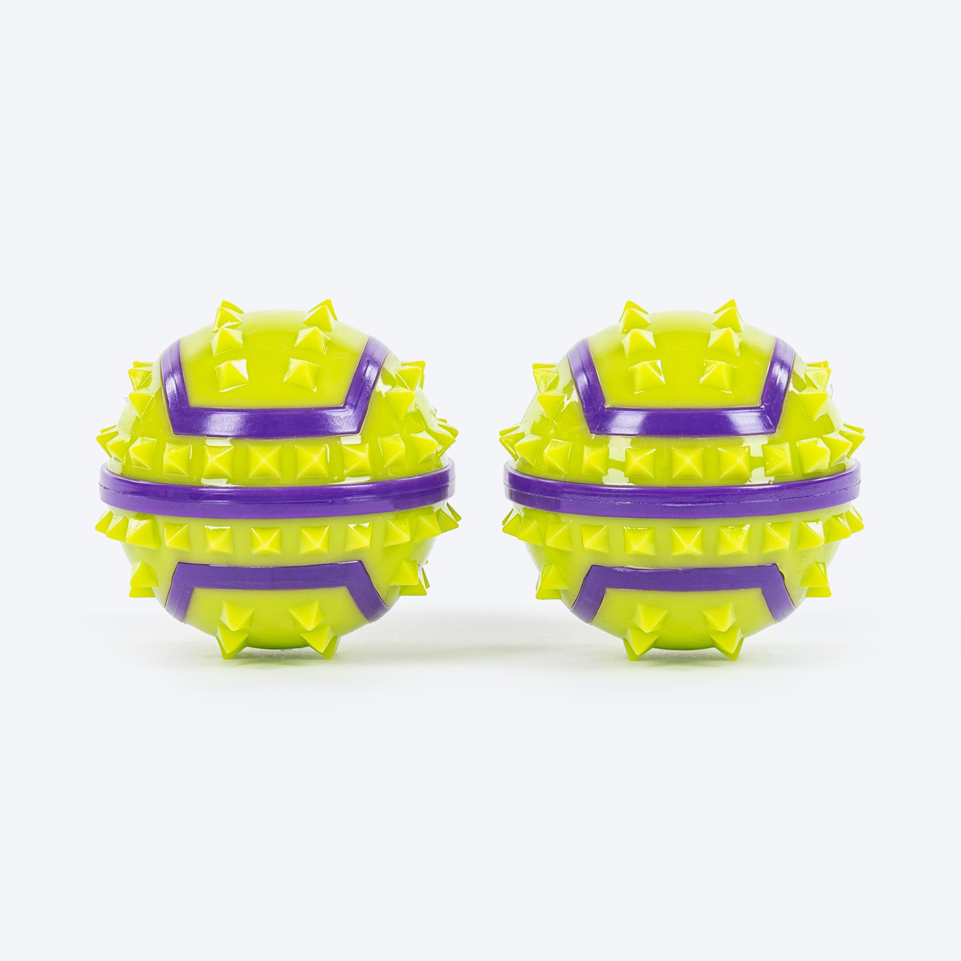Dash Dog Spikies Squeaky Balls Toy For Dog - Green - Set Of 2 - Heads Up For Tails