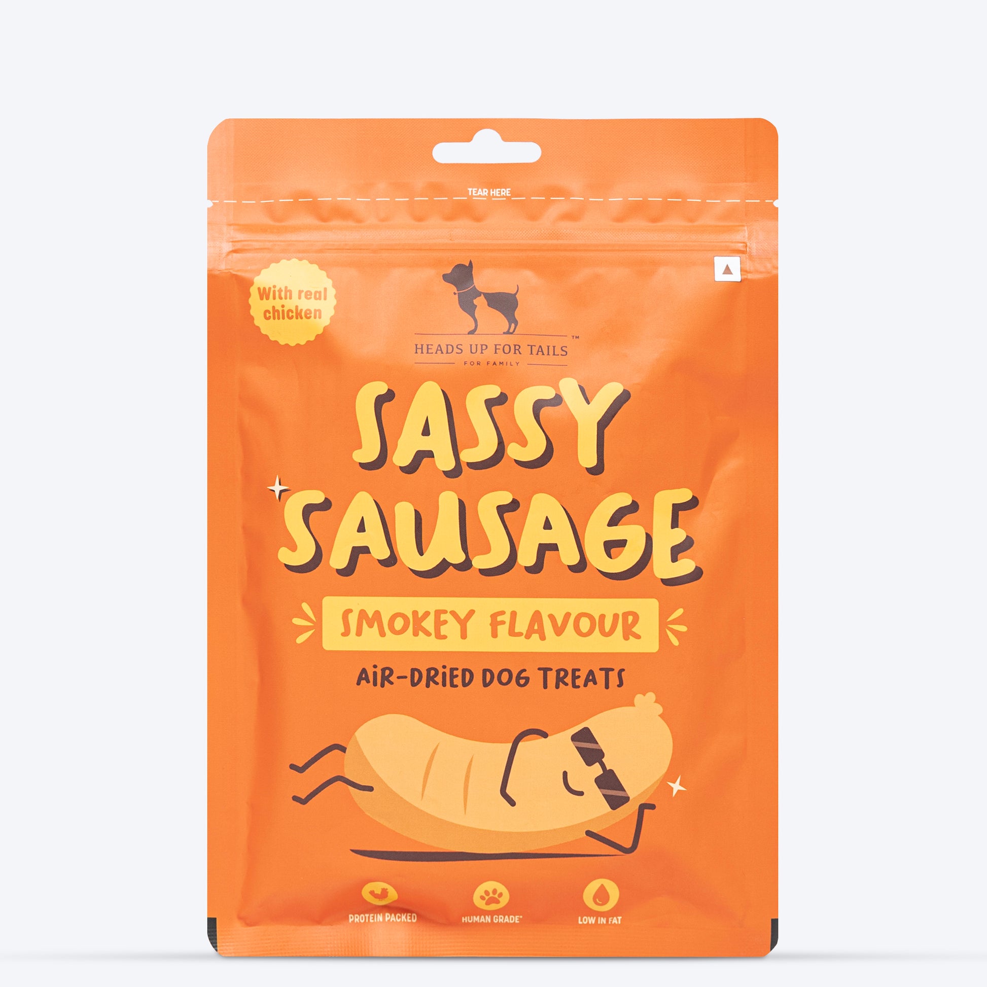 HUFT Sassy Sausage Smokey With Real Chicken Air-Dried Dog Treats - 100 g - Heads Up For Tails