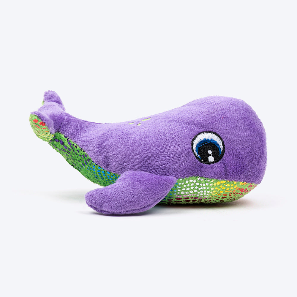 TLC Wally Squeaky Plush Toy For Puppies & Small Dogs - Purple - Heads Up For Tails