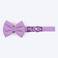 HUFT Personalised Gingham Fabric Collar With Bow Tie For Dogs - Purple - Heads Up For Tails