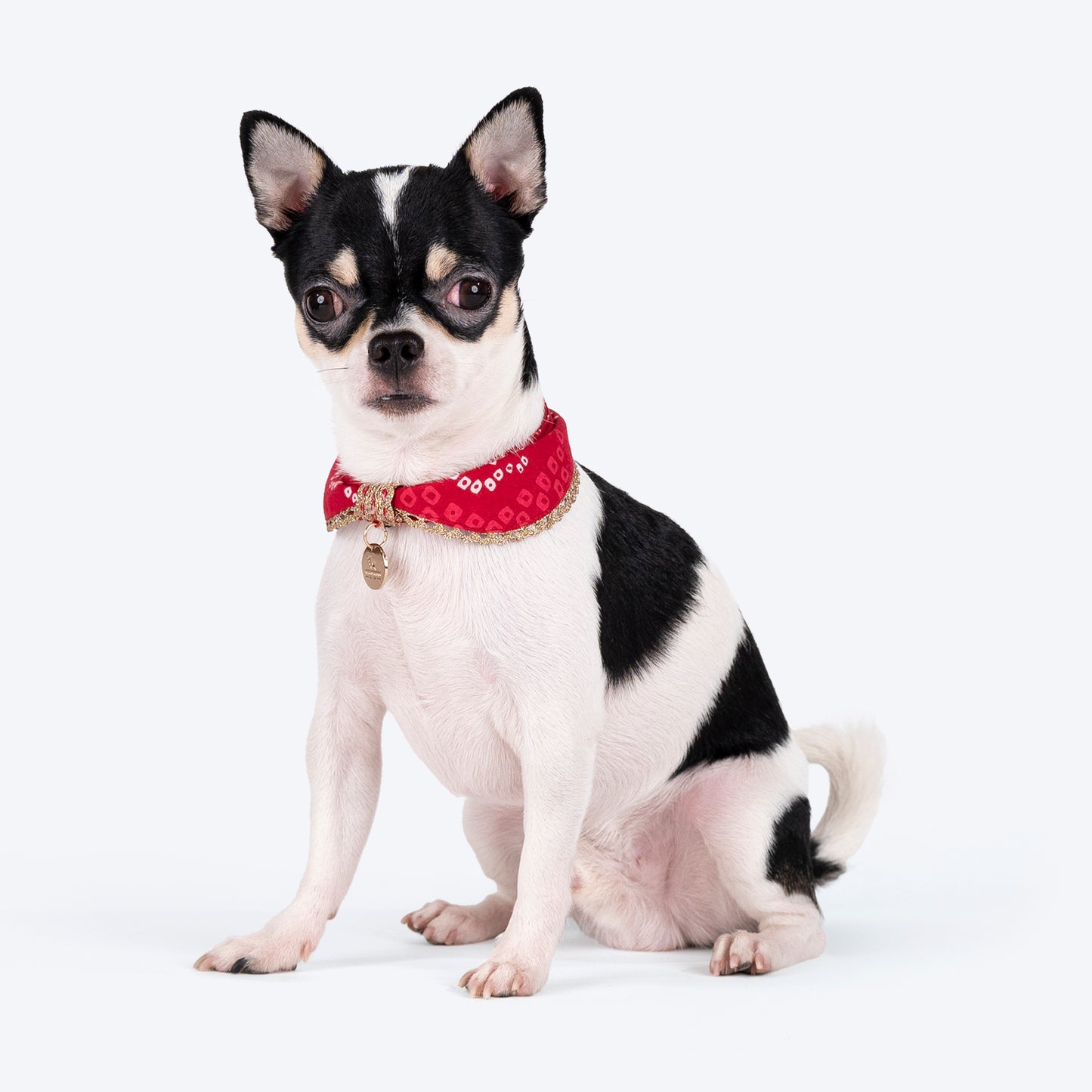 HUFT Bandhani Breeze Scarf For Dog & Cat - Red - Heads Up For Tails