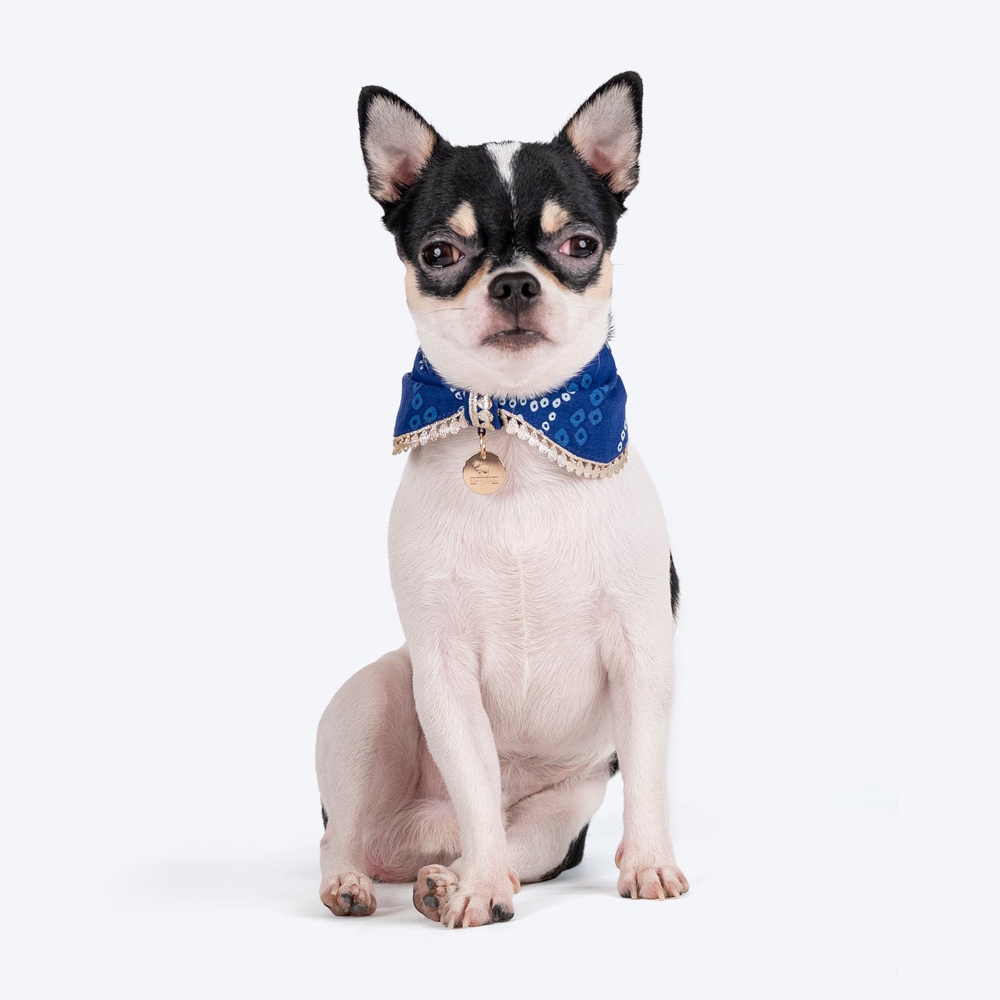 HUFT Bandhani Breeze Scarf For Dog & Cat - Blue - Heads Up For Tails