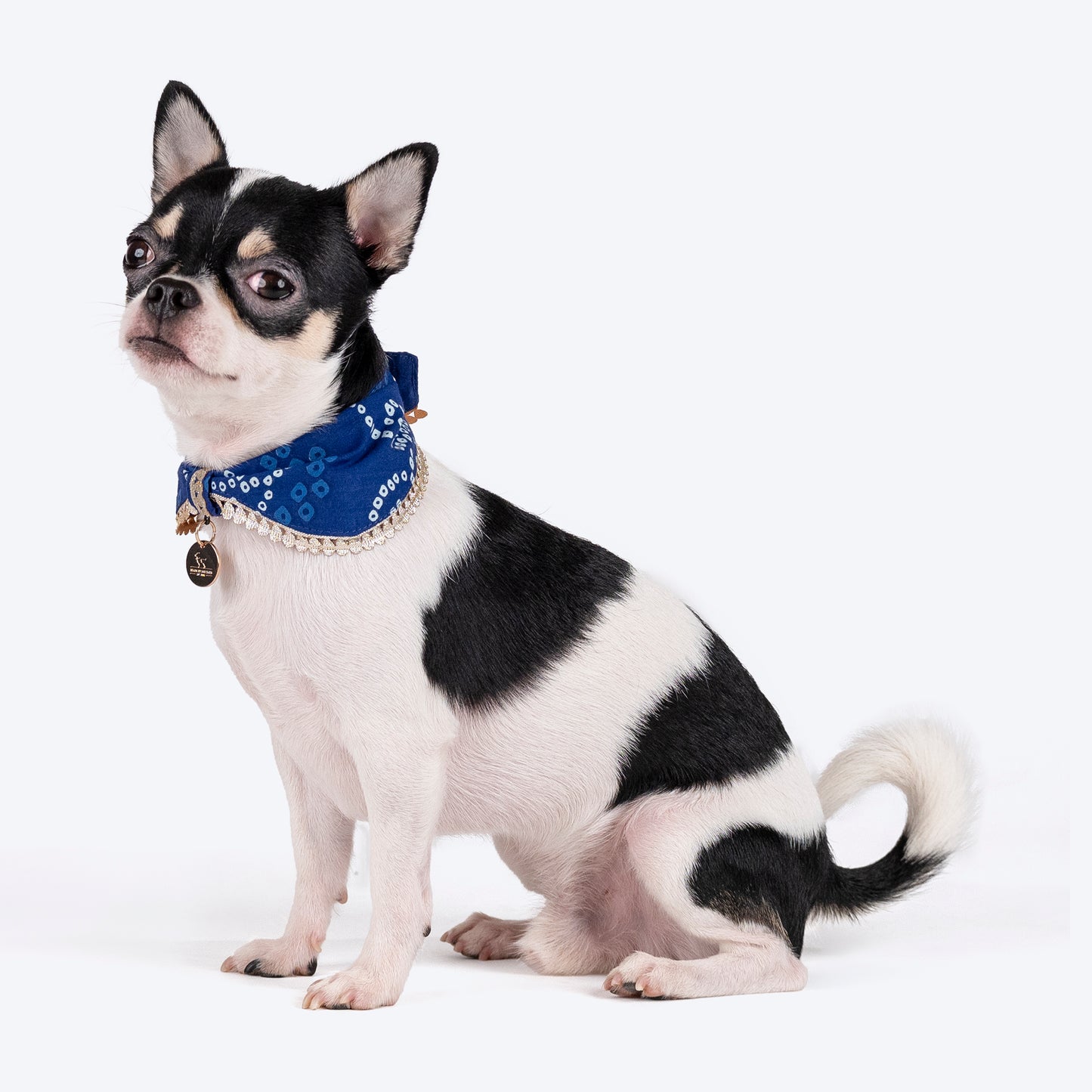 HUFT Bandhani Breeze Scarf For Dog & Cat - Blue - Heads Up For Tails