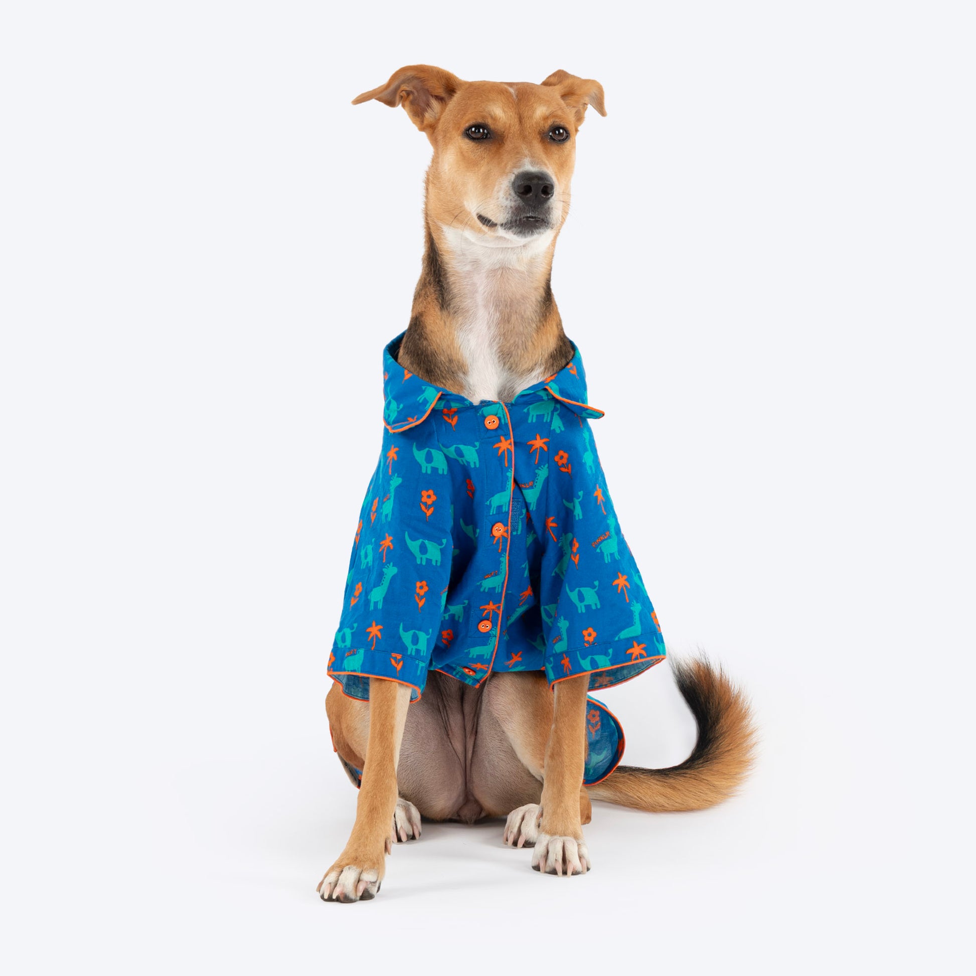 HUFT X Pinklay Jungle Joyride Shirt For Dog - Blue & Orange - Heads Up For Tails