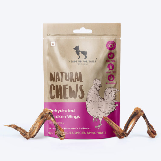 HUFT Natural Chews - Dehydrated Chicken Wings For Dog - 70g - Heads Up For Tails