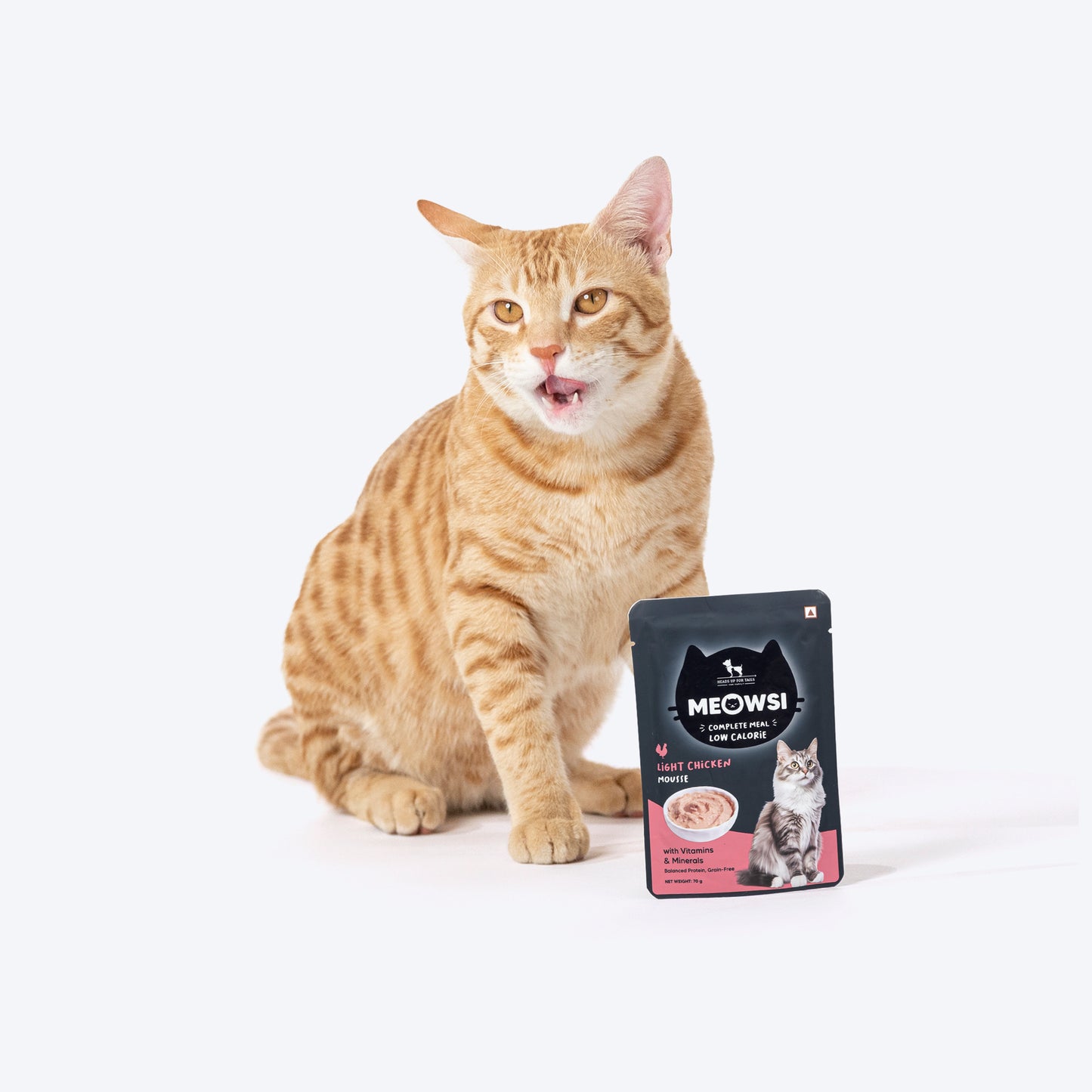 Meowsi by HUFT Low Calorie Light Chicken Mousse Wet Food For Cat Tray - 70 gm - Heads Up For Tails