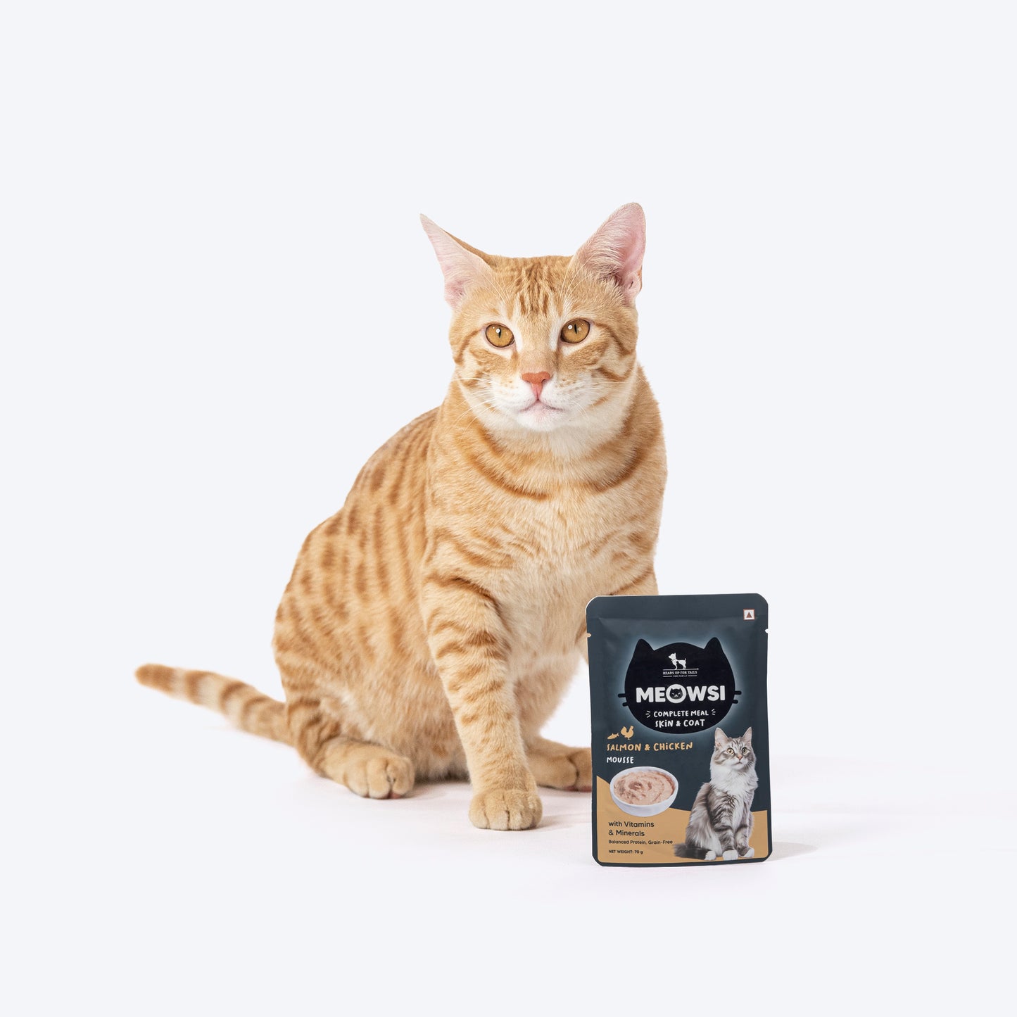 Meowsi by HUFT Skin & Coat Salmon & Chicken Mousse Cat Wet Food - 70 gm - Heads Up For Tails