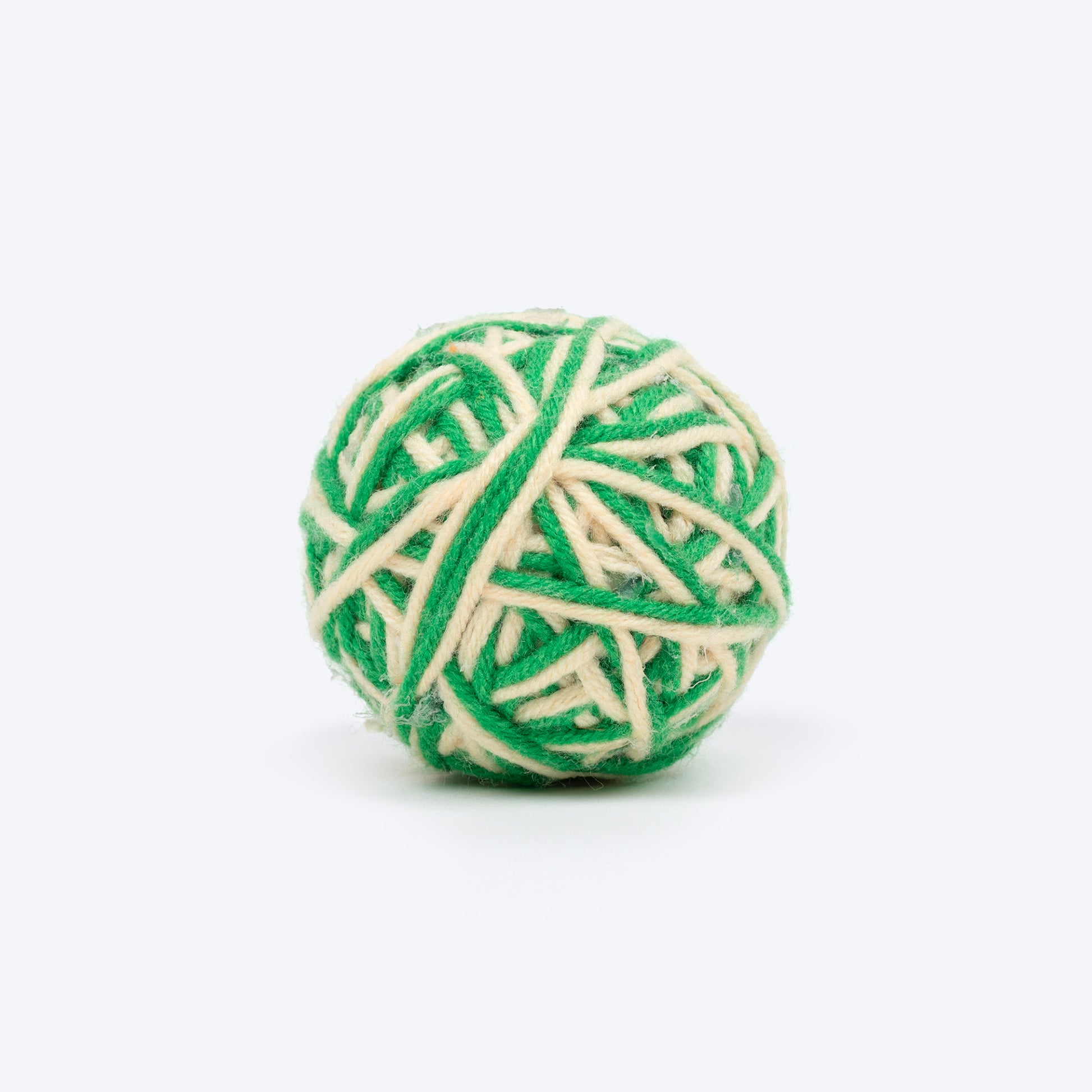 TLC Knotty Rattle Ball Interactive Toy For Cat - Green & White - Heads Up For Tails