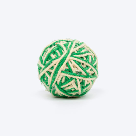 TLC Knotty Rattle Ball Interactive Toy For Cat - Green & White - Heads Up For Tails