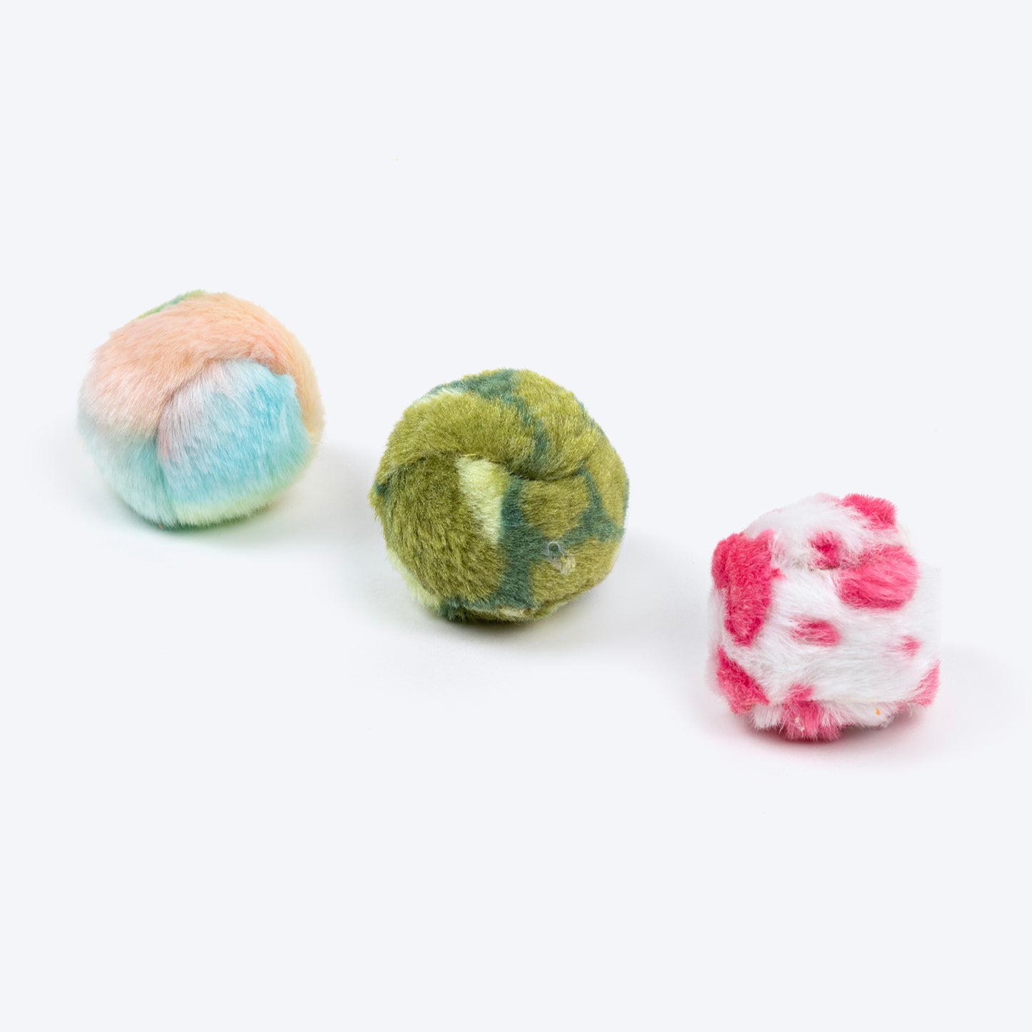 TLC Rattle Fur Ball Interactive Toys For Cat - Multicolor - Set Of 3 - Heads Up For Tails