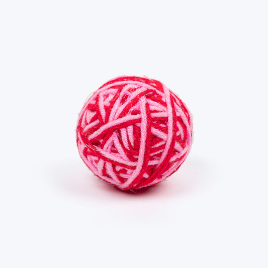 TLC Knotty Rattle Ball Interactive Toy For Cat - Red & Pink - Heads Up For Tails