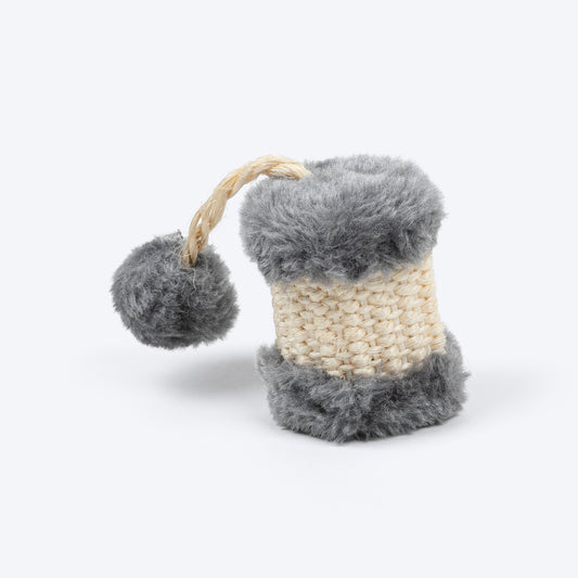 TLC Scratch Drum Sisal Interactive Toy For Cat - Beige & Grey - Heads Up For Tails