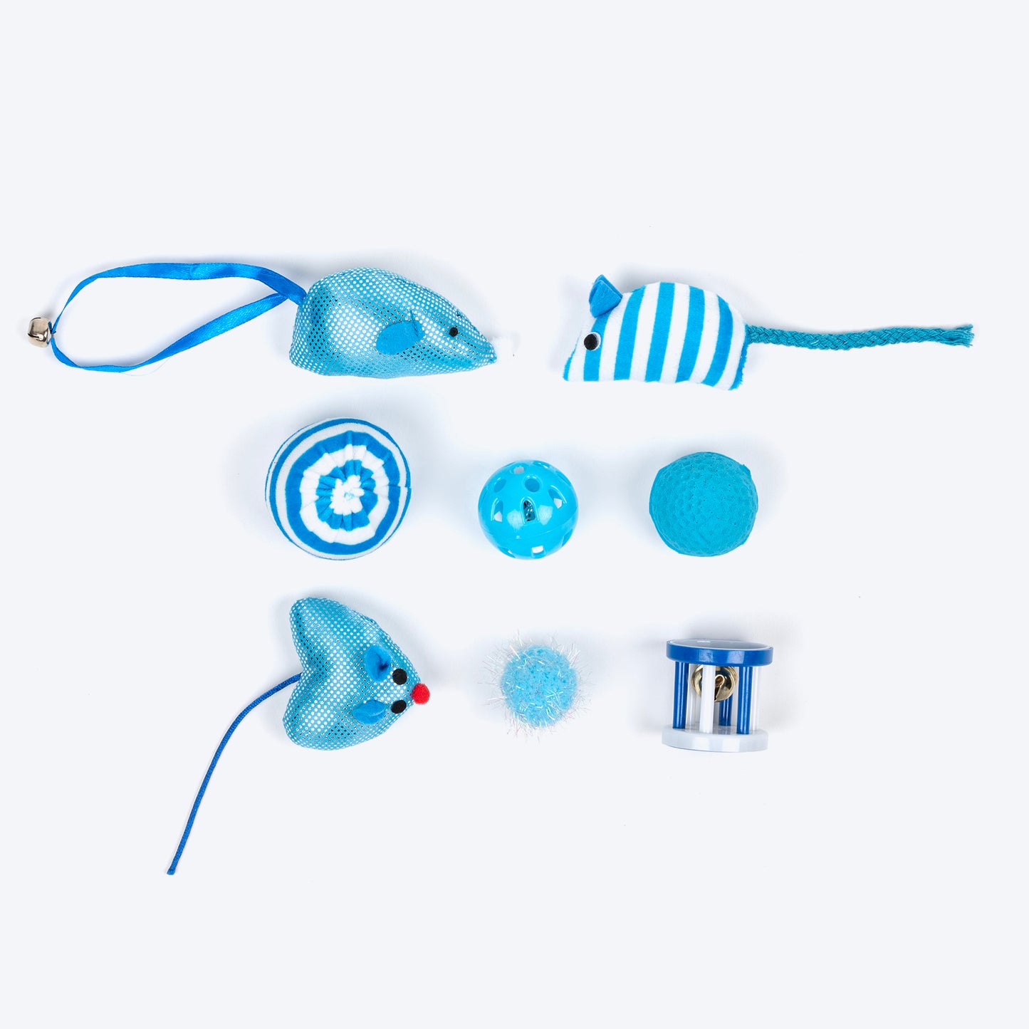 TLC Meowmix Assorted Interactive Toys For Cat - Blue & White - Pack of 8 - Heads Up For Tails
