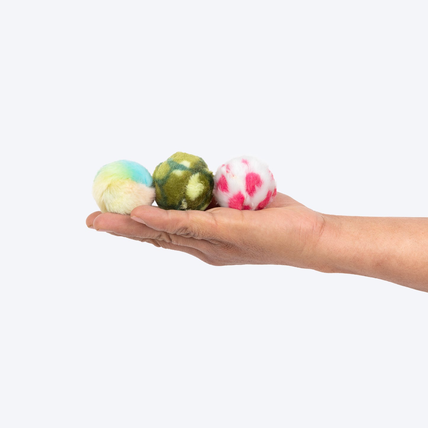 TLC Rattle Fur Ball Interactive Toys For Cat - Multicolor - Set Of 3 - Heads Up For Tails