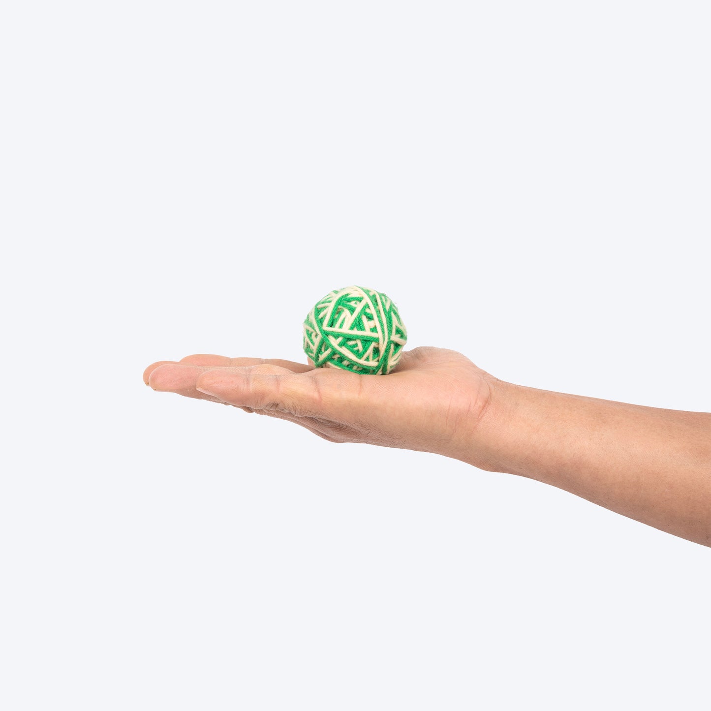 TLC Knotty Rattle Ball Interactive Toy For Cat - Green & White - Heads Up For Tails
