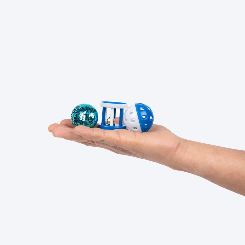 TLC Meowmix Assorted Interactive Toys For Cats - Blue - Pack of 9 - Heads Up For Tails
