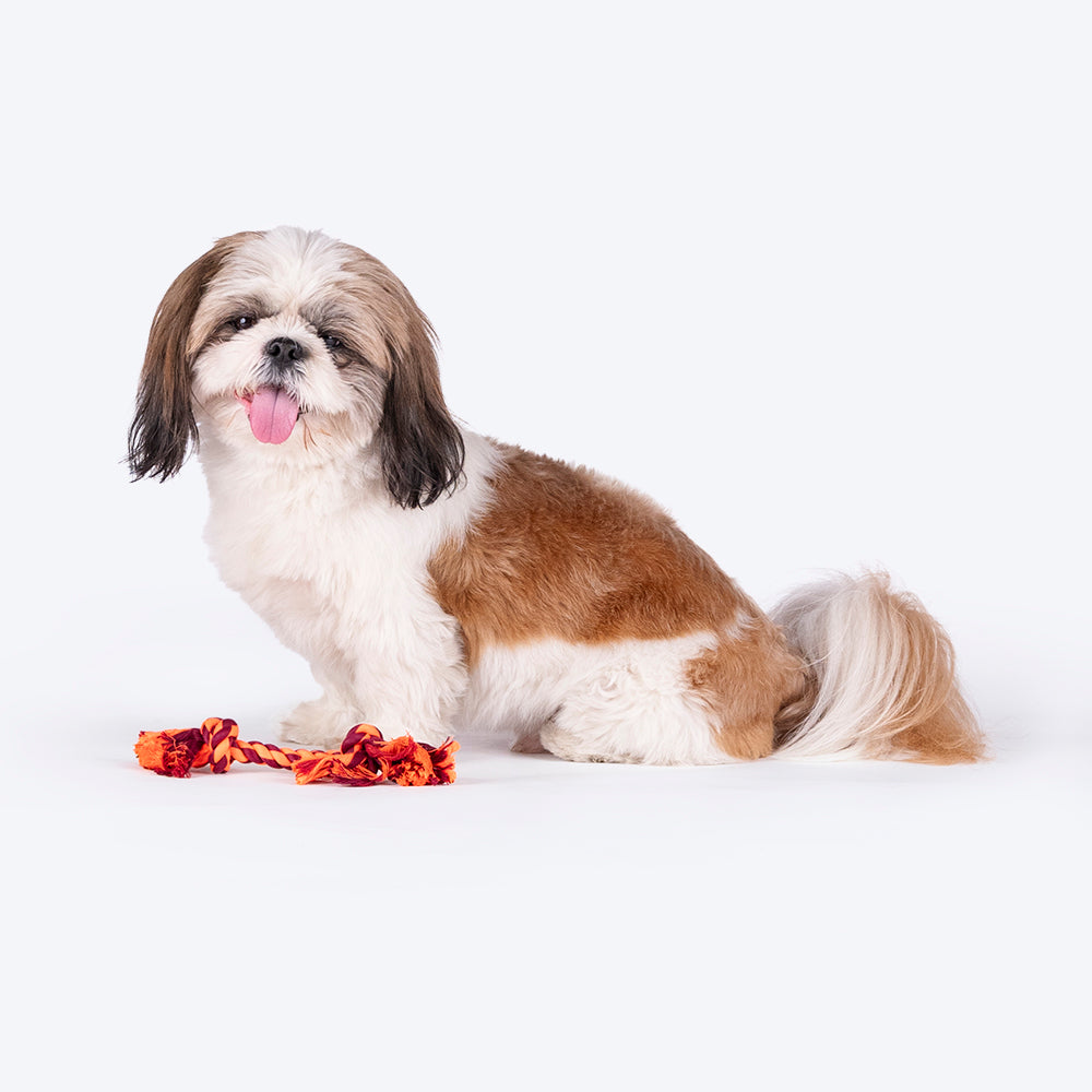 HUFT Tuggables Rope Toy For Dog- Maroon & Orange - Heads Up For Tails