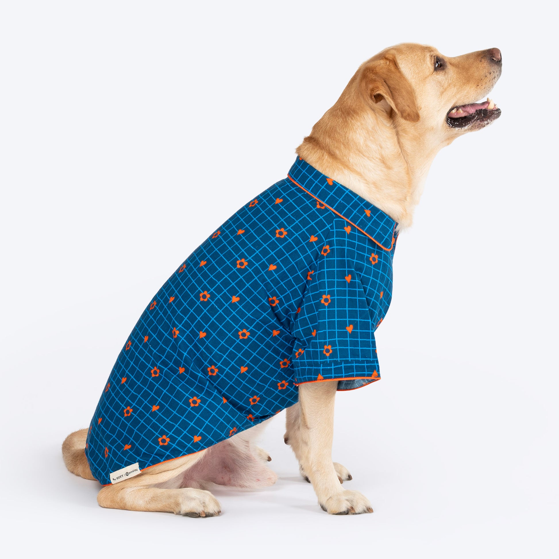 HUFT X Pinklay Hearts In Bloom Shirt For Dog - Blue & Orange - Heads Up For Tails