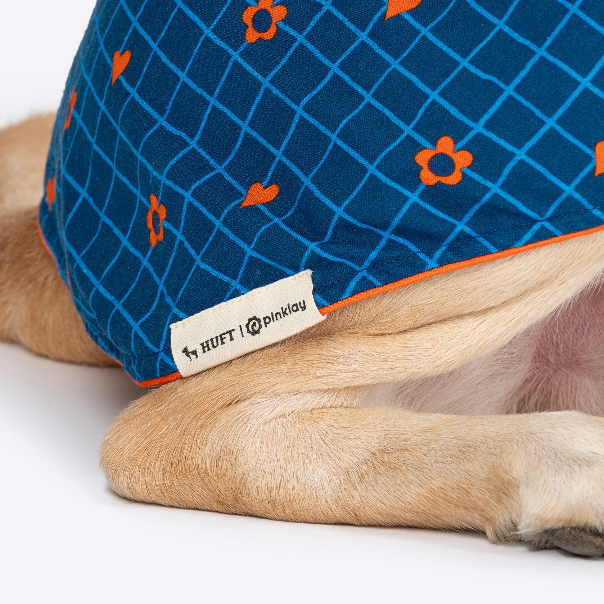 HUFT X Pinklay Hearts In Bloom Shirt For Dog - Blue & Orange - Heads Up For Tails