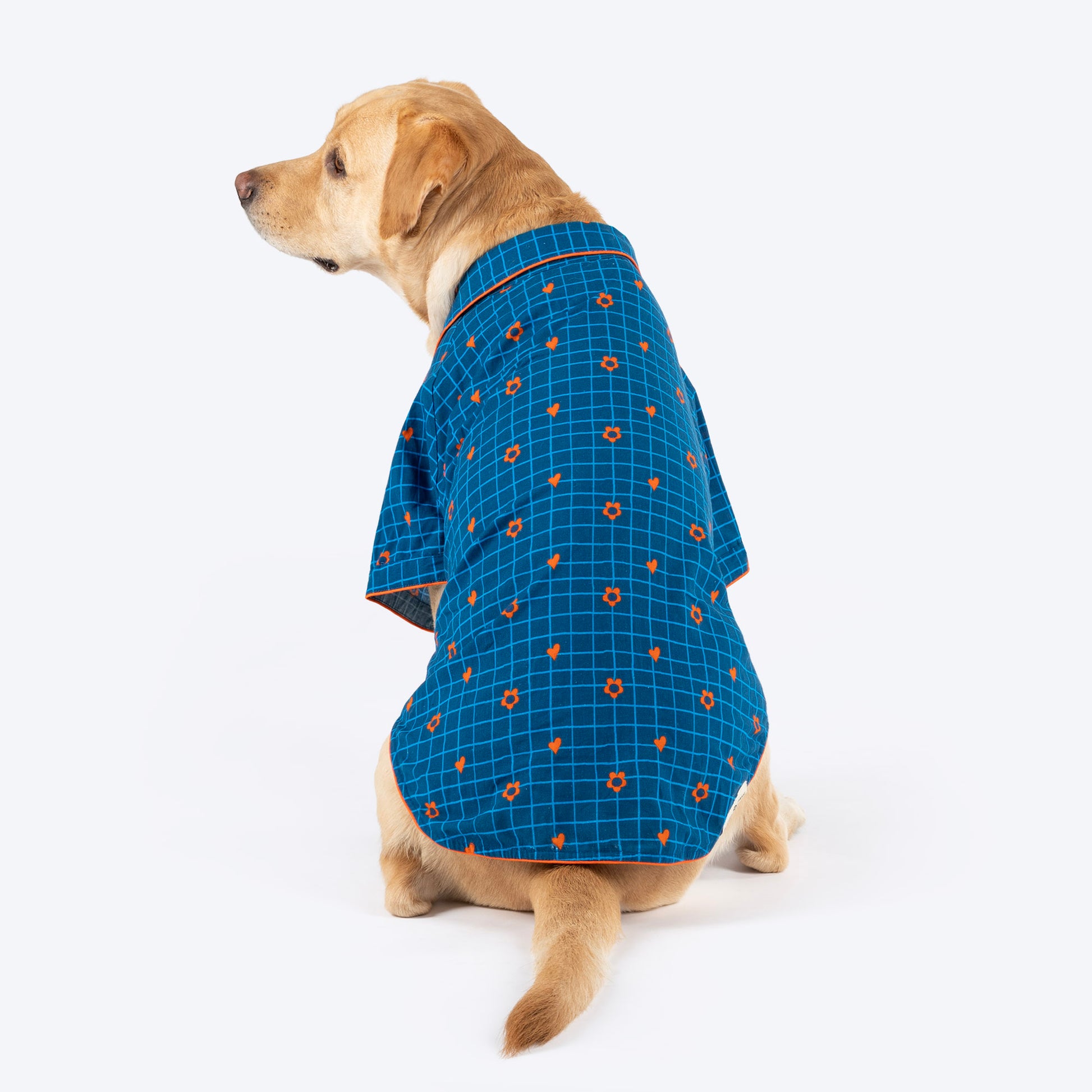 HUFT X Pinklay Hearts In Bloom Shirt For Dog - Blue & Orange - Heads Up For Tails