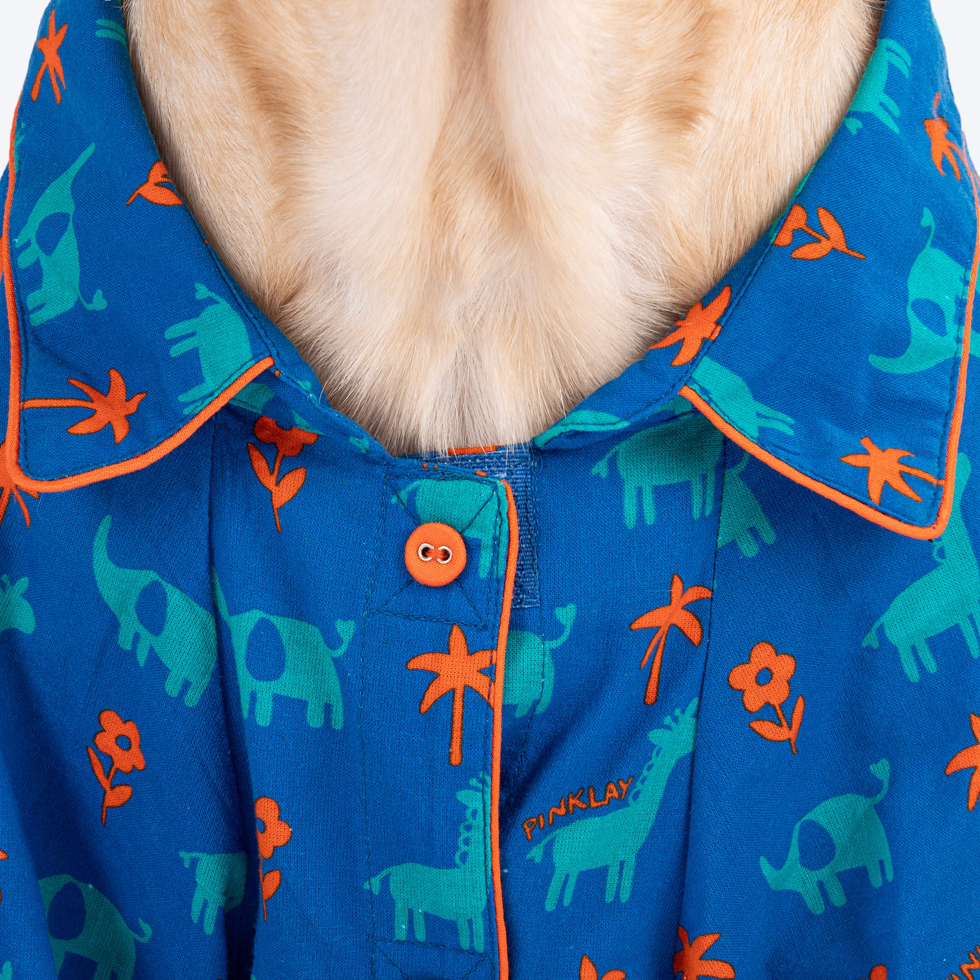 HUFT X Pinklay Jungle Joyride Shirt For Dog - Blue & Orange - Heads Up For Tails