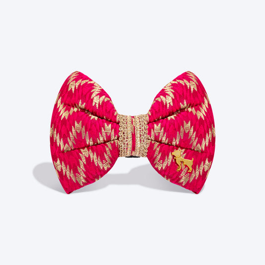 HUFT Festive Desi Glam Dog Bow Tie - Royal Pink - Heads Up For Tails