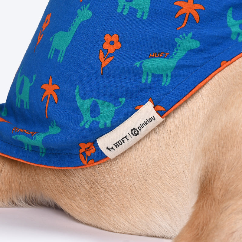 HUFT X Pinklay Jungle Joyride Shirt For Dog - Blue & Orange - Heads Up For Tails