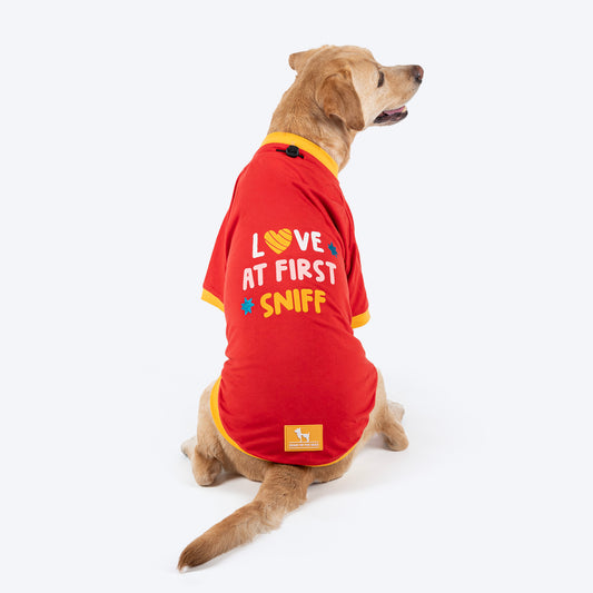 HUFT Love At First Sniff T-Shirt For Dog - Red - Heads Up For Tails