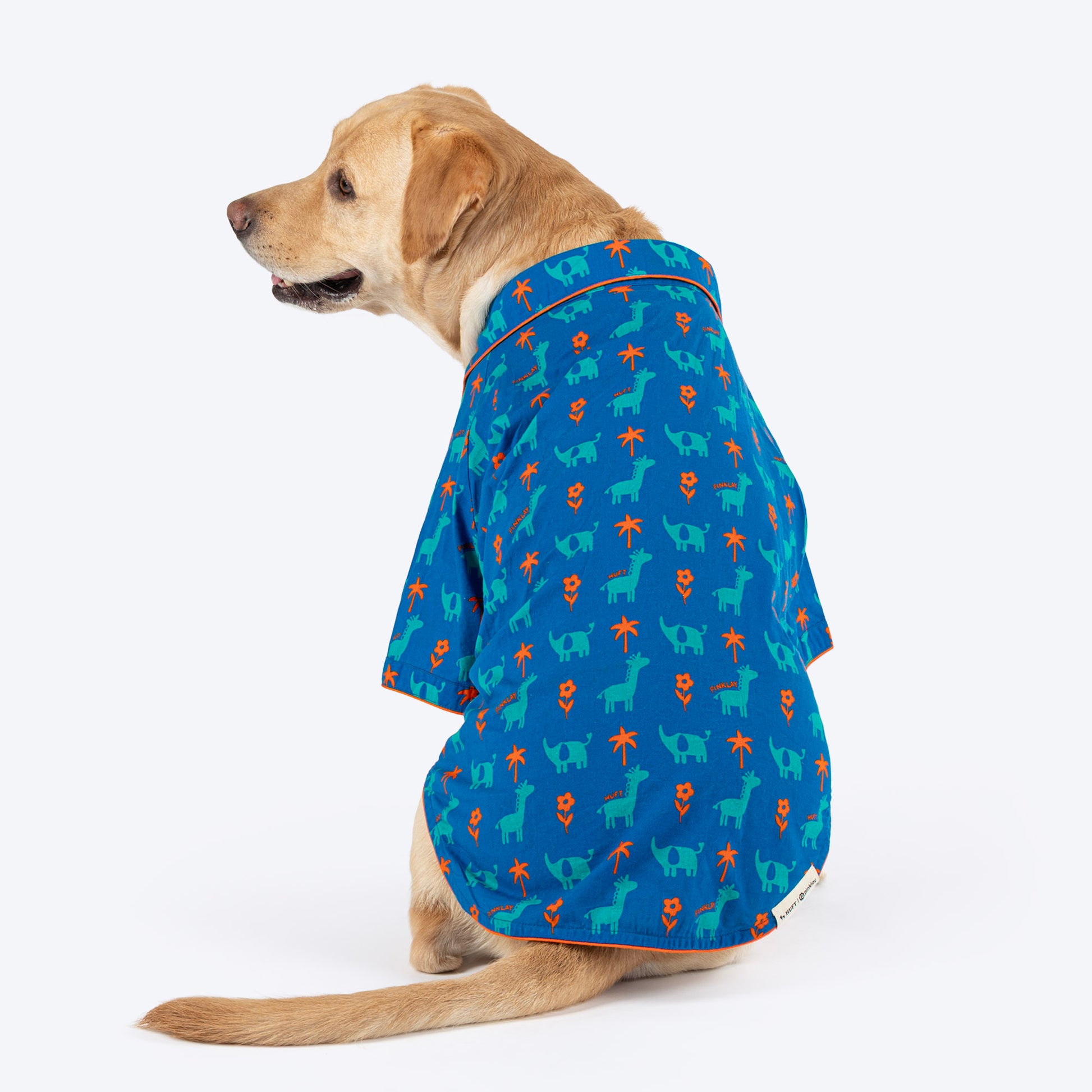 HUFT X Pinklay Jungle Joyride Shirt For Dog - Blue & Orange - Heads Up For Tails