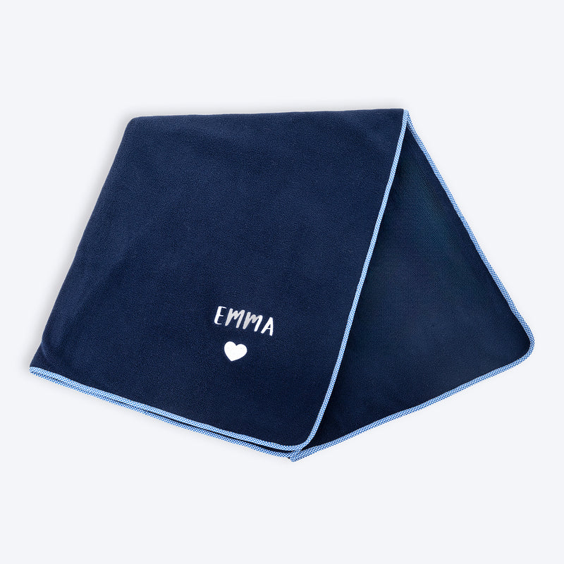 HUFT Personalised Snuggle Blanket For Dog & Cat - Navy - Heads Up For Tails
